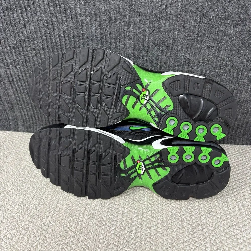 Nike Air Max Plus Black Scream Green White Athletic Shoes Mens 9.5 DX4326-001